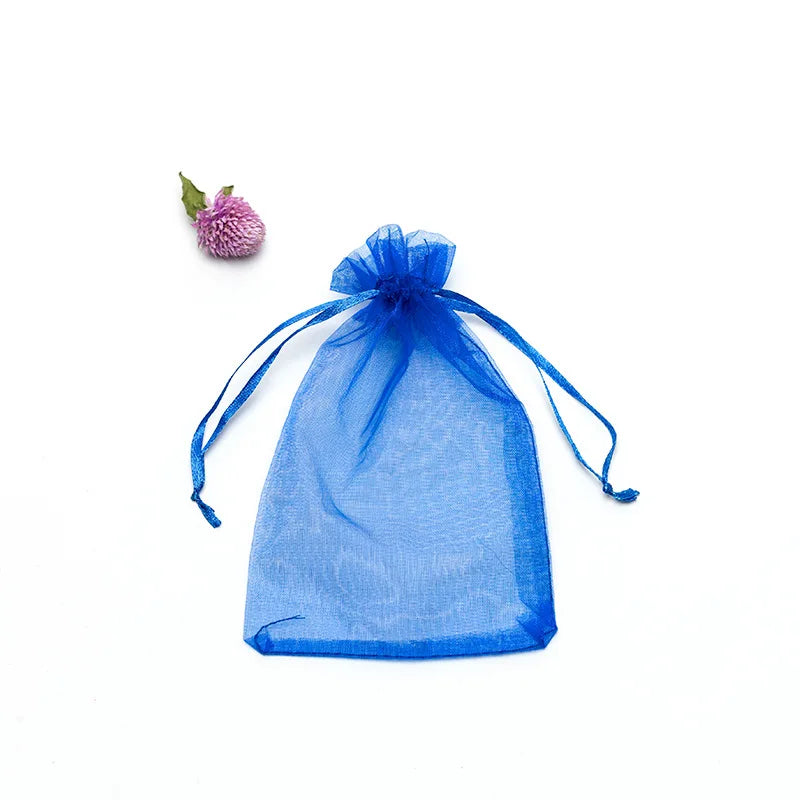 50pcs/lot 7x9cm 9x12cm 10x15 13x18cm Drawstring Organza Gift Bags Jewelry Packaging Bag Wedding Party Packaging Present Pouches