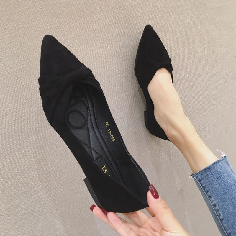 Basic Women Flats Black Flats for Women Dressy Comfort Ballet Foldable Flats Small Size 33 34 Big Size 45 46 Pointed Toe Slipons