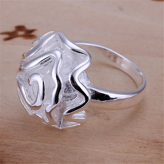 DOTEFFIL 925 Sterling Silver Rose Ring For Women Fashion Wedding Engagement Party Jewelry