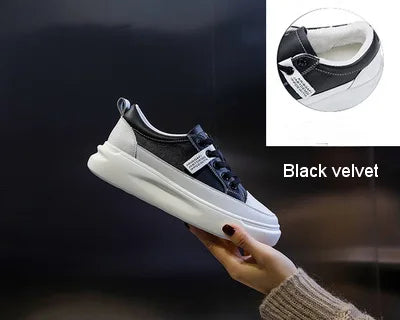 Large Size Autumn Winter New Women's Shoes Leather Light Platform White Shoes Spring Breathable Sports Ladies Flat Casual Shoes