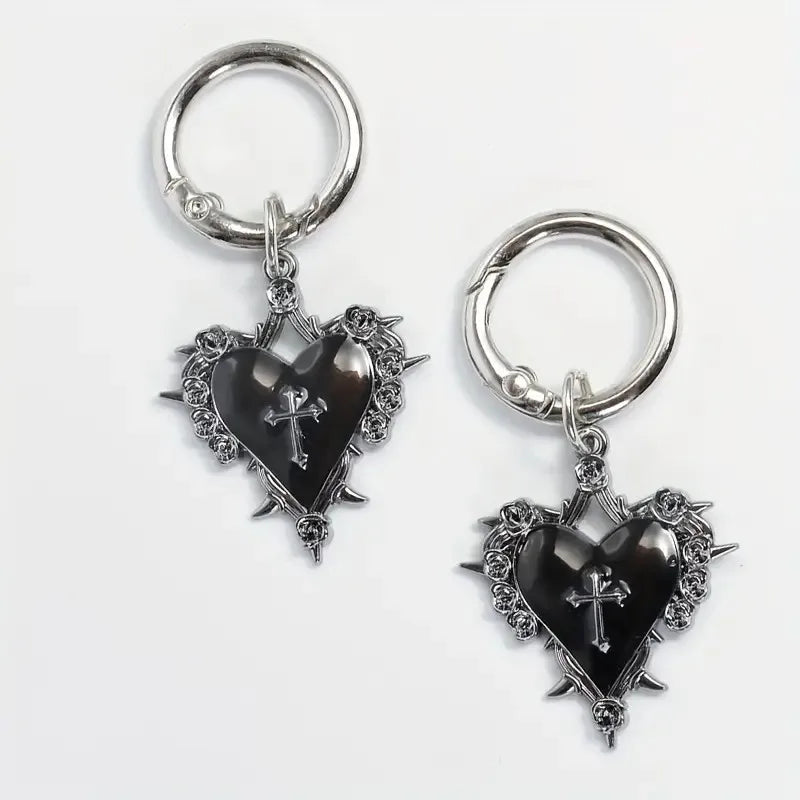 1pair/2pcs Gothic Style Rose Heart Cross Shoe Boot Pendants Suitable for Parties And Daily Wear Personalized DIY Decorations