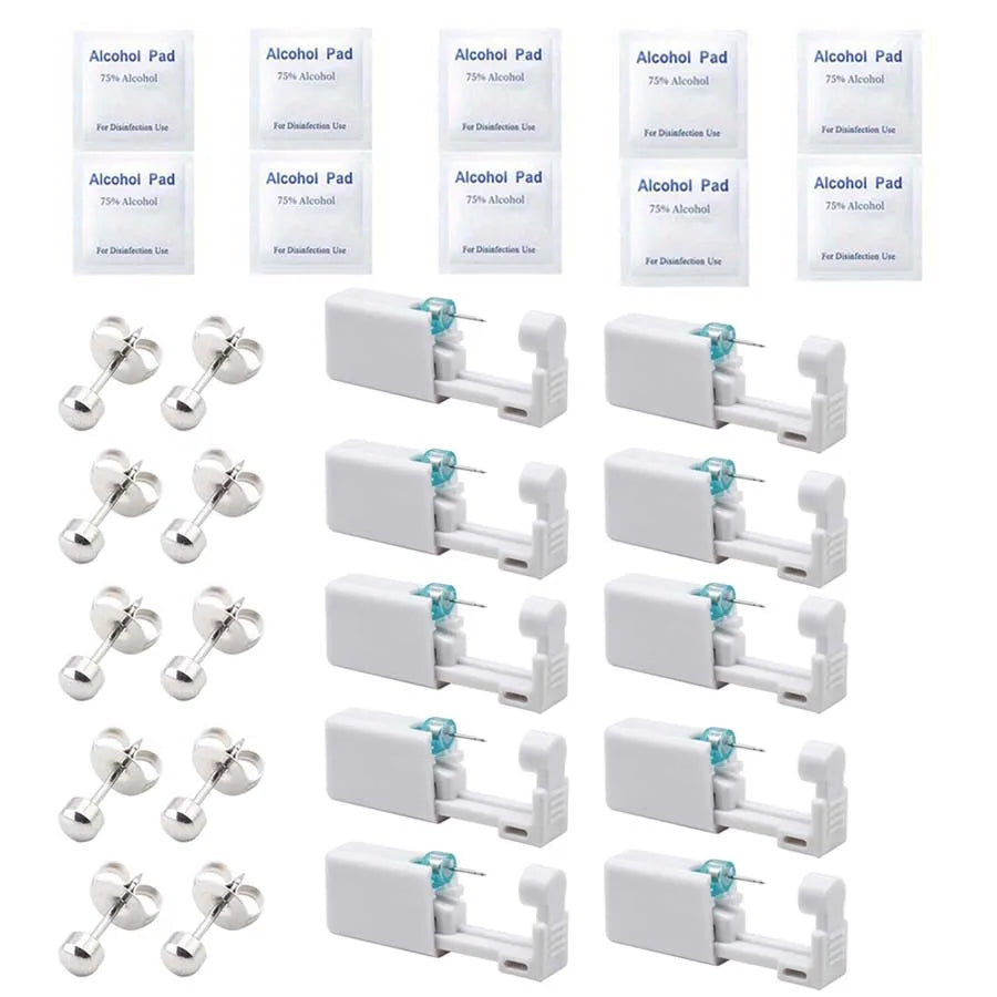 10pcs Asepsis Disposable Ear Piercing Gun-Safty Self Ear Piercing Kit for Home Use