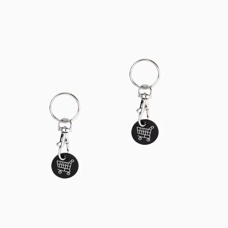 2pcs.Stainless Steel Supermarket Shopping Cart Token Keychain, Anti-loss Token Set Keyring Pendant, Keychain Design.Perfect Gift