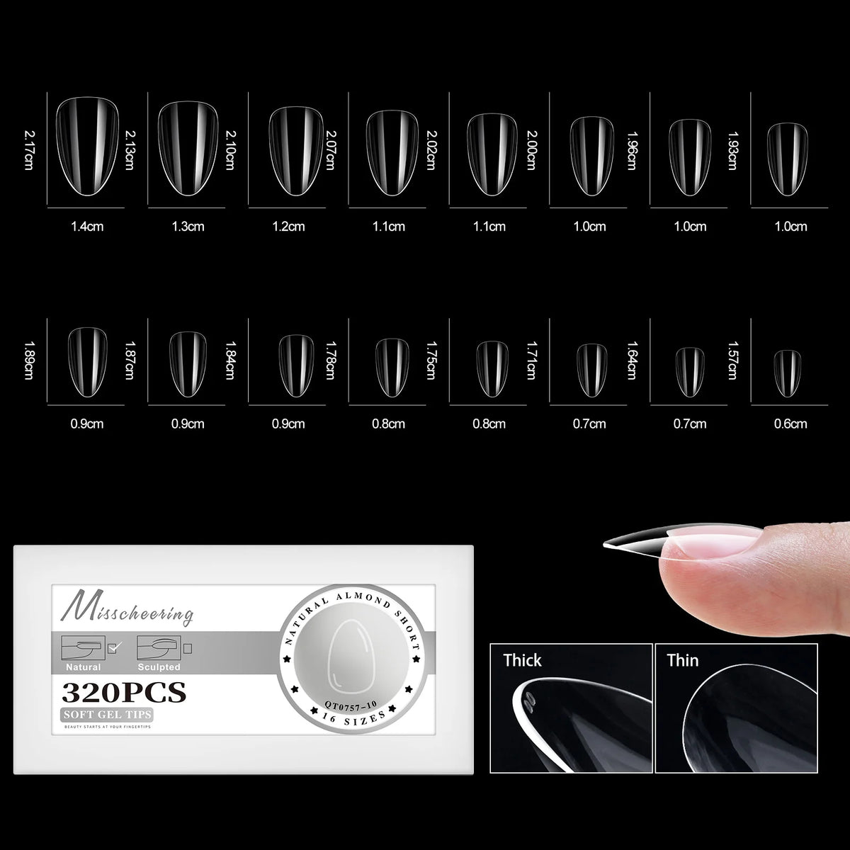 160/320pcs False Nails Full Cover Press-On Nails Coffin Stiletto Soft Gel False Nails Pieces for DIY Nail Extension salon tools