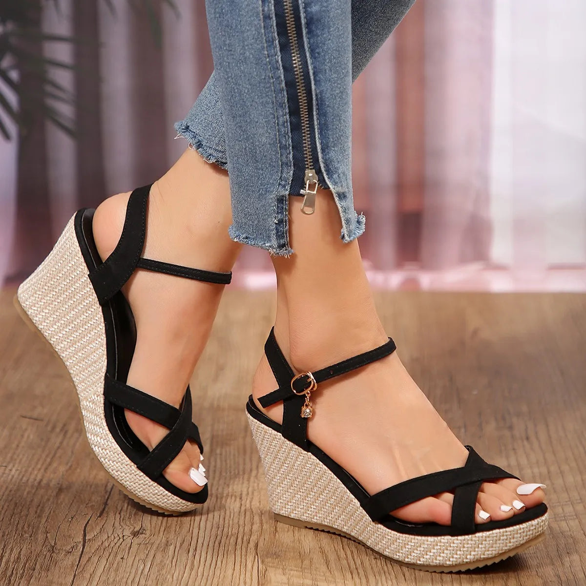 Women Wedges Sandals 2024 Summer New Fashion Sandals Comfortable Casual Outdoor Beach Sandals Designer Shallow Shoes for Women