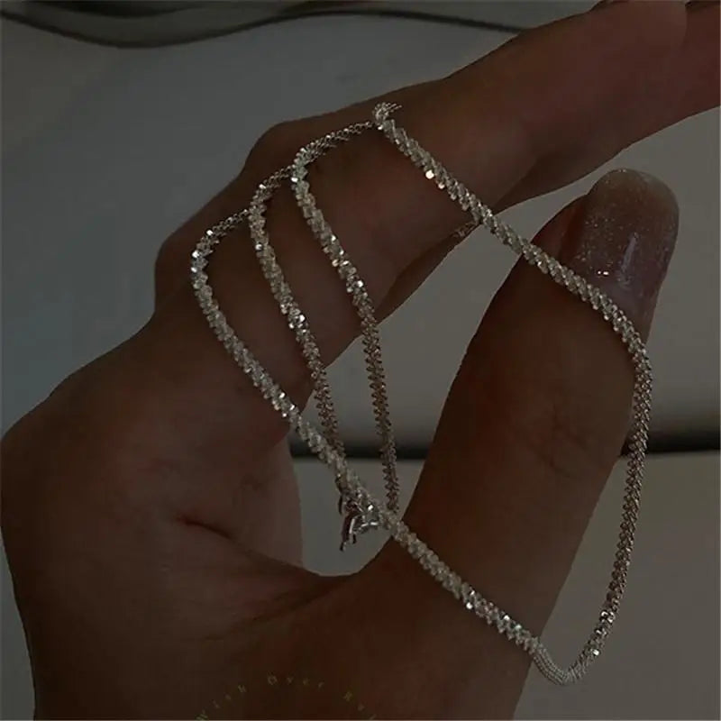 Korean Sparkling Starry Zircon Pendant Necklace For Women Jewelry 2026 Trending New Fashion Women's Silver Color Necklaces