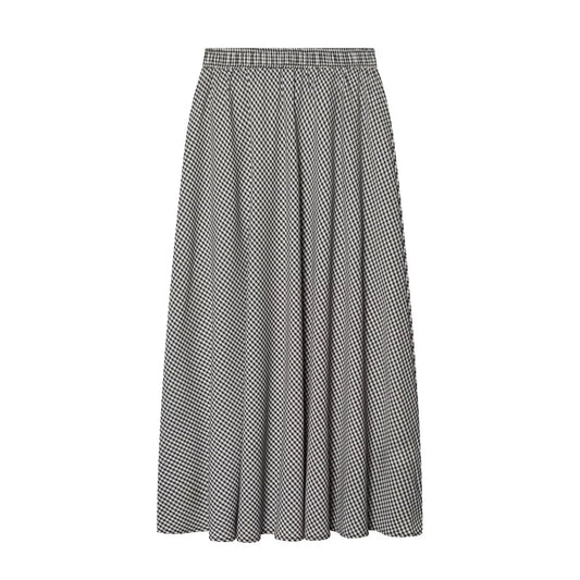 European and American style women's 2026 summer new fashion elastic waist small plaid simple A-line MIDI skirt