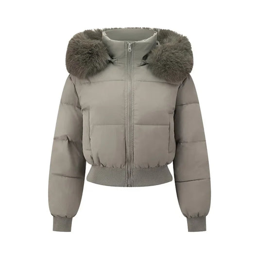 Women's Textured-Hood Cropped Padded Jacket
