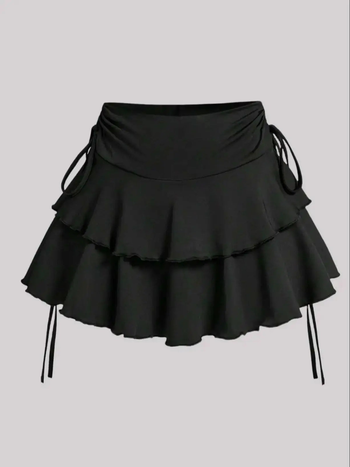 Plus Size Women's Ruffled Mini Skirt High Waist Tiered Layered Drawstring Casual Skirt