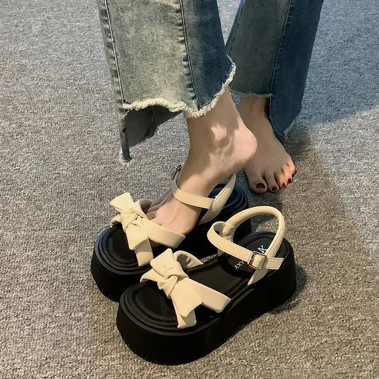 Women Summer Platform Sandals New Open Toe Chunky High Heel Ladies Shoes Casual Flat Bottom Black Heeled Sandalias Femininas