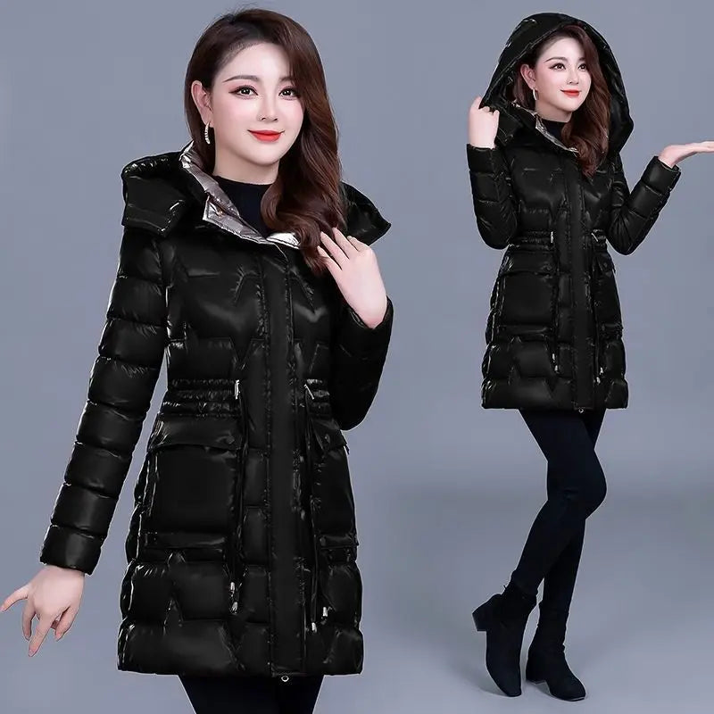 Women's Clothing 2023 New Middle-Aged Winter Down Cotton Jacket Parka Hooded Thicken Warm Coat Female Loose Overcoat Ladies Tops