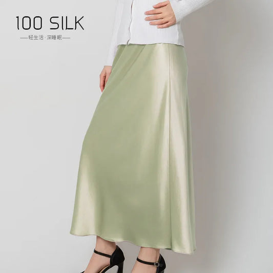 22mm Heavy Silk Skirt Spring and Summer 100% Mulberry Silk Glossy Long Hip Skirt Elastic High Waist Thin Fishtail Skirt
