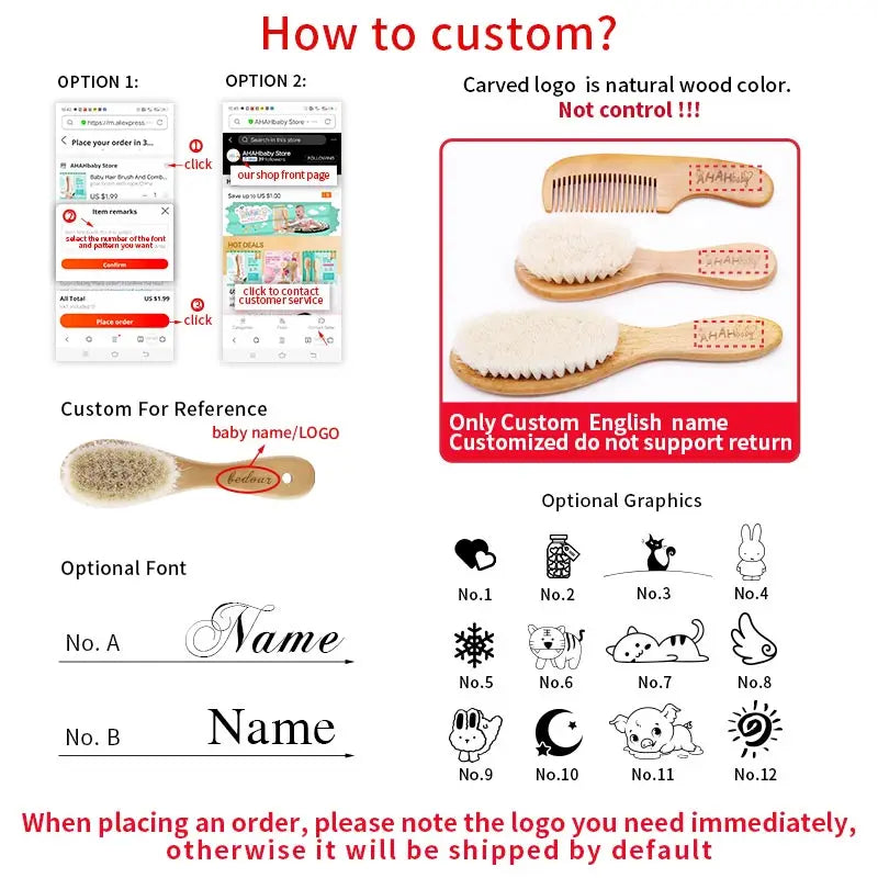 Personalized Boar Bristles Hair Brush Black Color Anti Static Massage HairBrush USA Oak Wood Hair Comb For Long Short Hair Care