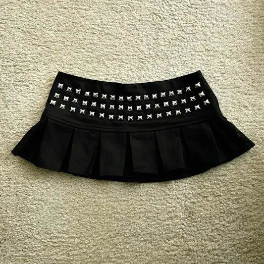 Women's Studded Pleated Mini Skirt