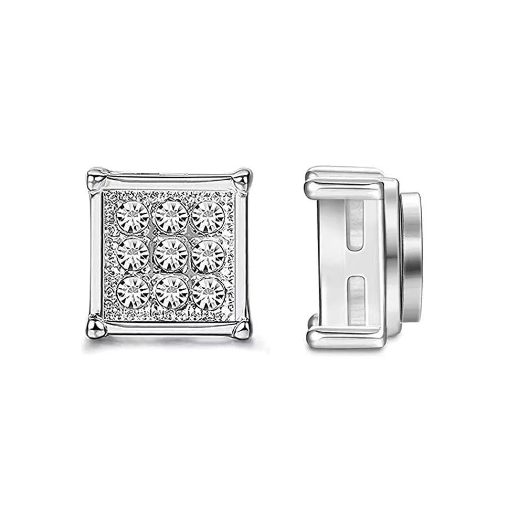 ZAKOL New 1 Pair Buling Cubic Zirconia Stainless Steel Magnetic Ear Clip Simple Fashion No Piercing Stud Earrings for Women Men