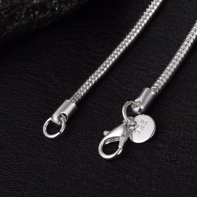 45-60cm 925 Sterling Silver 1MM/2MM/3MM solid Snake Chain Necklace For Men Women Fashion Jewelry for pendant free shipping
