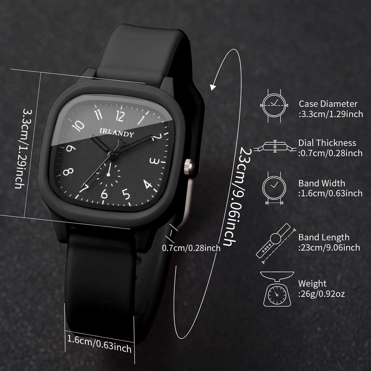 Fashion Square Women Quartz Watch Casual Arabic Dial Silicone Strap Wristwatches Reloj Mujer Girls Clock Gift (Without Box)