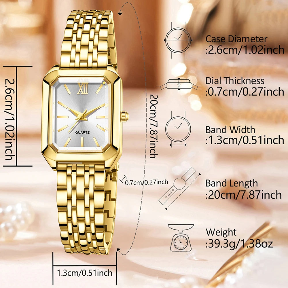 2Pcs/Set Unisex Jewelry Watches Women's Wristwatch Accessories Gold Trendy Fashionable Elegant Classic Exquisite Light Luxury Minimalist Style Luxury Bracelet Watch Set Y2K Suitable for Daily Outfits Travel Perfect Holiday Gi