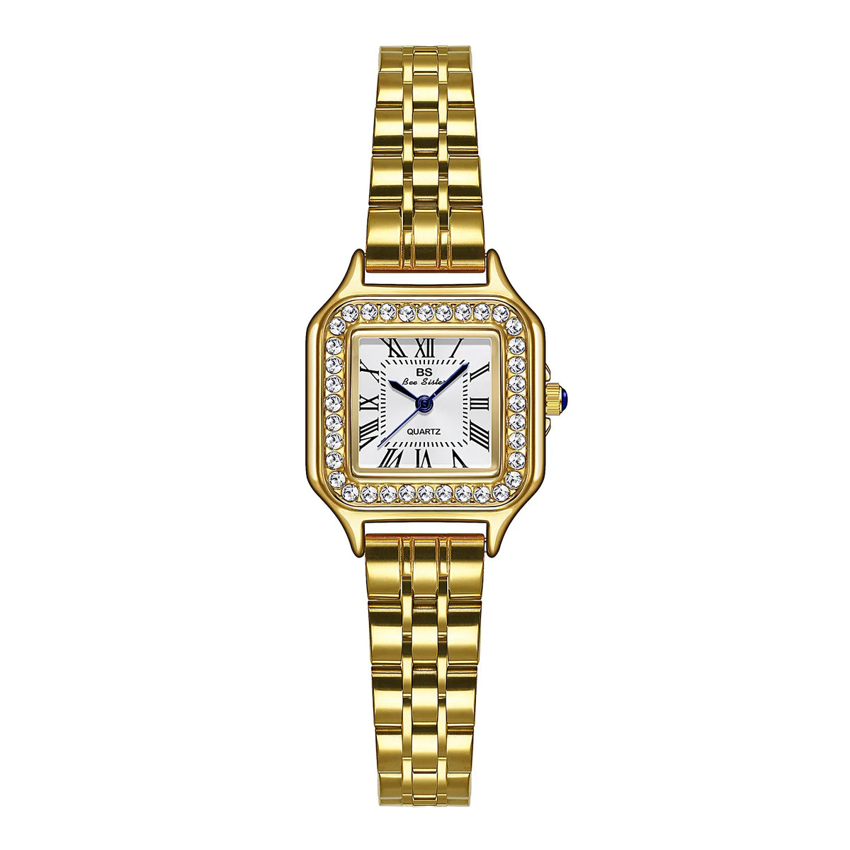 Light Luxury Women's Watches High-end Diamond Square Dial Quartz Wristwatch Gold Silver Stainless Steel Strap Ladies Watch