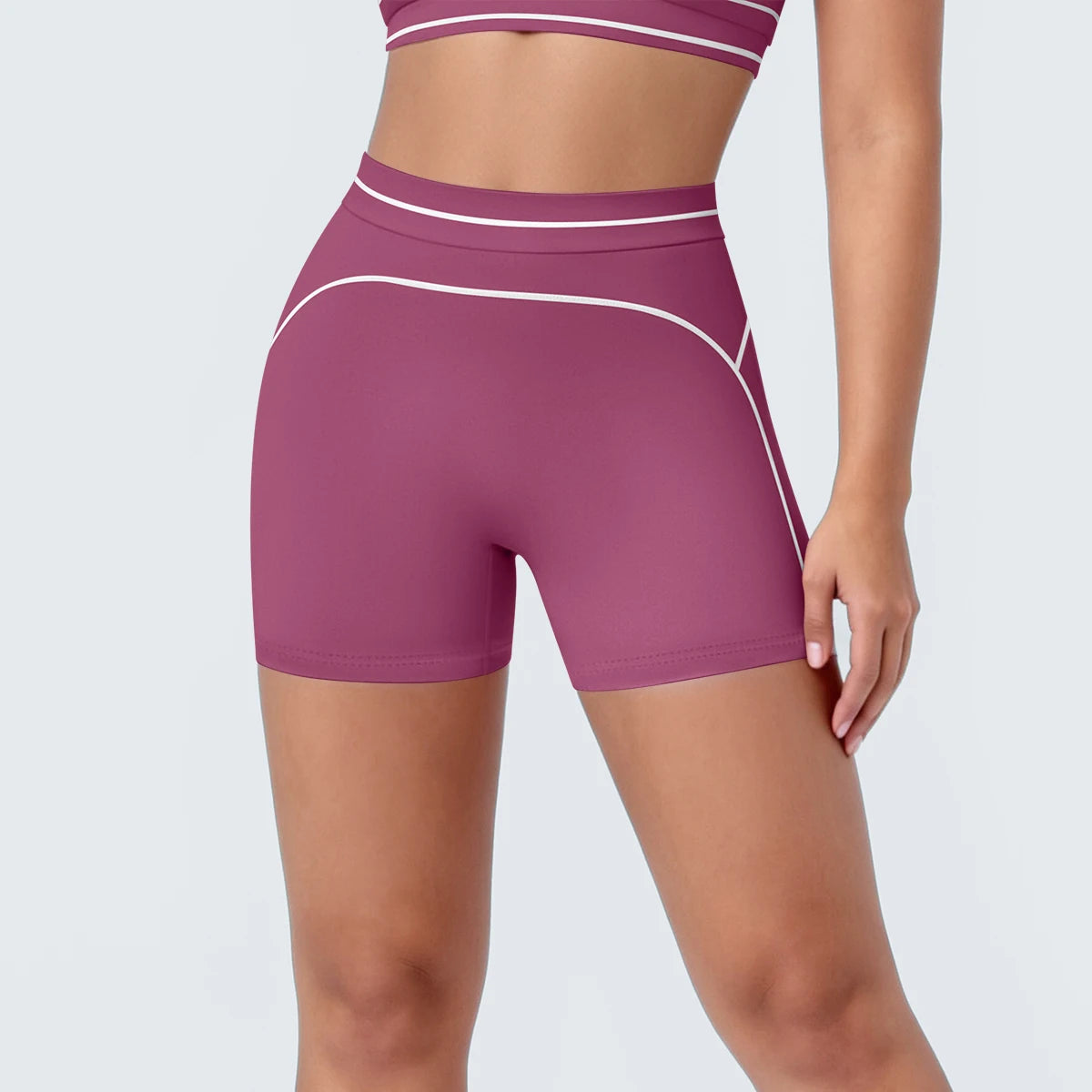 High Waist Stripe Fitness Yoga Shorts for Woman's Quick-Dry Breathable Hip-lifting Summer Gym Running Color Blocking Yoga Shorts
