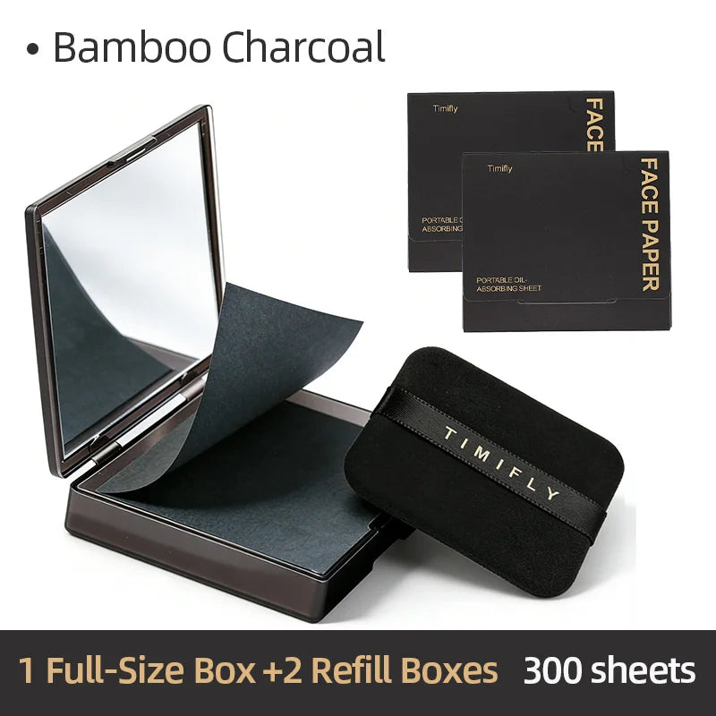 100Pcs Oil Blotting Paper Matting Face Oil Control Wipes Facial Oil Absorbing Sheet Portable Refillable Facial Blotter with Case