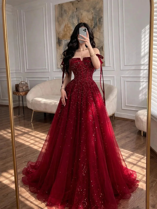ED Red Prom Dresses for Special Occasions Customized Luxurious Women's Evening Dresses Brands A-line Wedding Dress Party