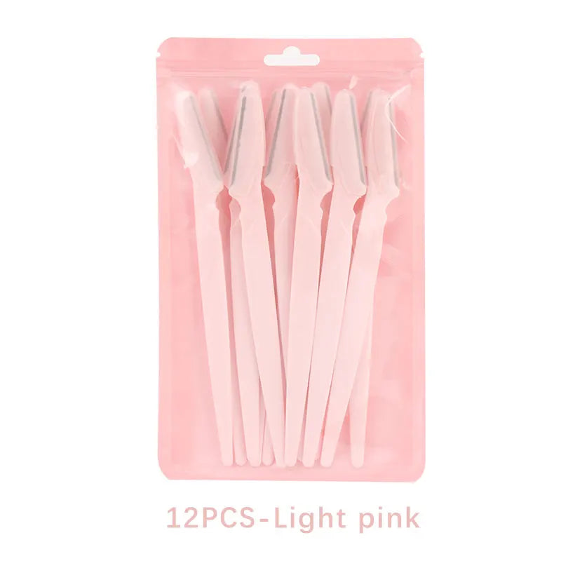 12/25/60Pcs Eyebrow And Facial Razors Eye Brow Trimmer With Safety Cover Face Hair Removal Tool Shaver Blade Brows Shaping Knife