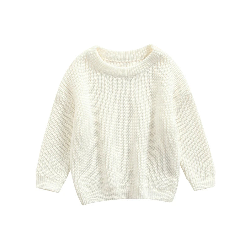 Autumn Winter Newborn Baby Girl Boy Knitted Long Sleeve Sweater Solid Loose Pullover Casual Tops Children Sweater Kids Clothes