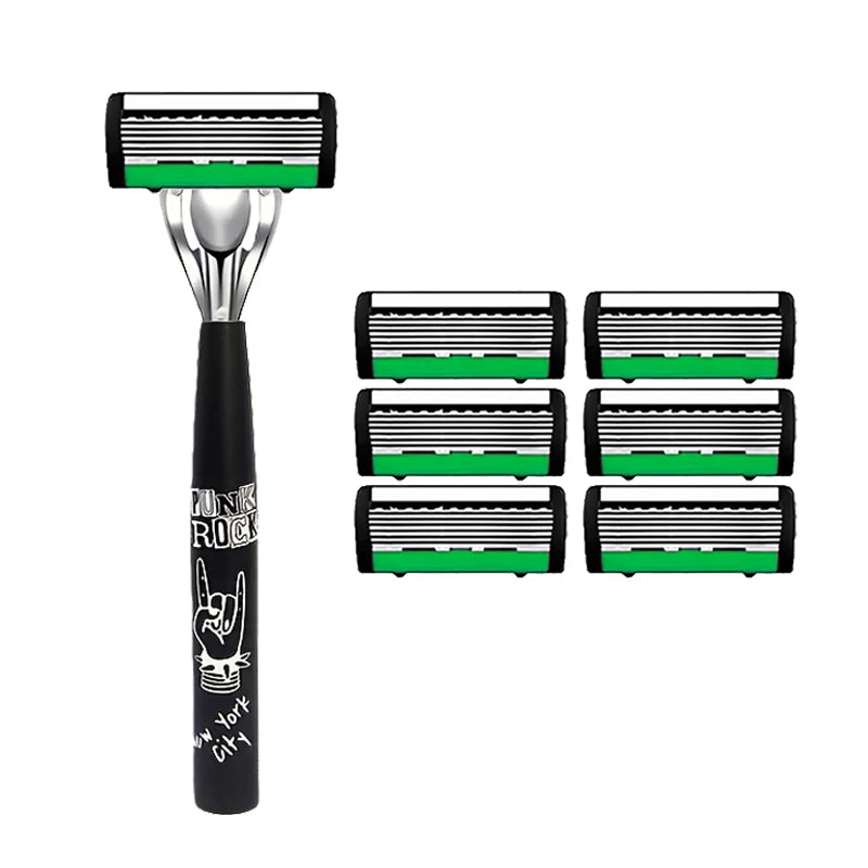 6-Layer Safety Razor Stainless Steel Progressive Blade Easy to Shave Men's Shaving and Women's Hair Removal Shaving Tools