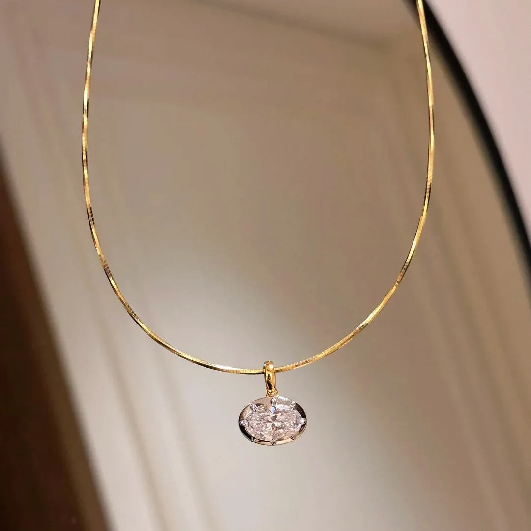 Fresh elegant simple earring Drape high-end fashion oval diamond pendant earrings for women suitable for daily jewelry gifts