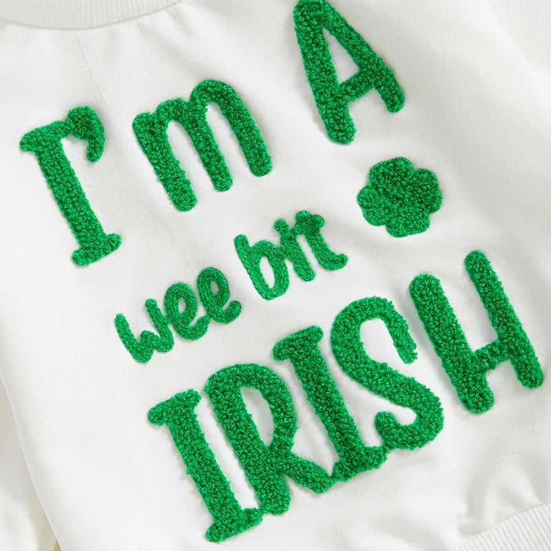 Citgeett Spring St. Patrick's Day Toddler Baby Boys Girls Outfits Long Sleeve Clover Embroidery Sweatshirt + Pants Set Clothes