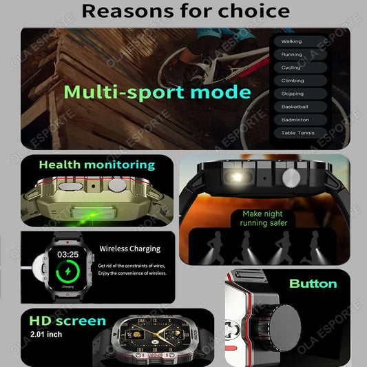 2026 New Rugged Smart Watch Men 3ATM Outdoor Sports Fitness Tracker Blood Pressure Health Monitoring BT Call GPS Smartwatch Ht30