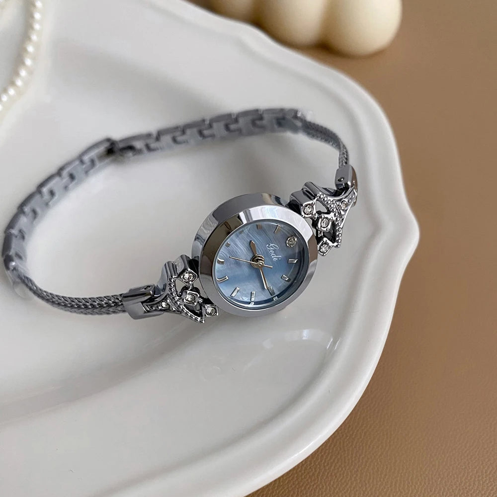 GEDI Women's Wristwatch Gold Crystal Bracelet Ladies Minimalist Elegant Small Watch For Women Quartz Fashion Watches Gifts