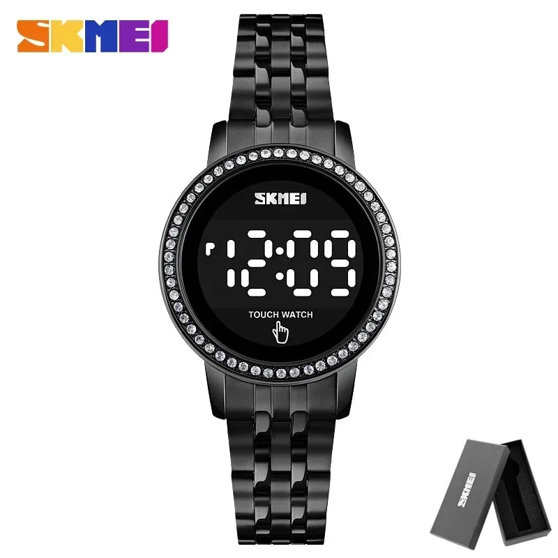 SKMEI 1669 Diamond Waterproof Ladies Wristwatches Simple Date Time Watches For Female reloj mujer Digital LED Touch Women Watch