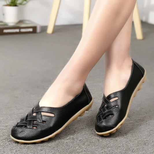 Women Shoes Summer Slip On Leather Casual Shoes Woman 2026 Loafers Women's Ballet Flats Women Moccasins Flat Shoes Female