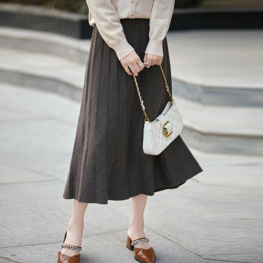 Autumn And Winter New 100% Pure Wool Hip Skirt Fashion Sexy Slim Skirt High Waist Cashmere Knit Skirt