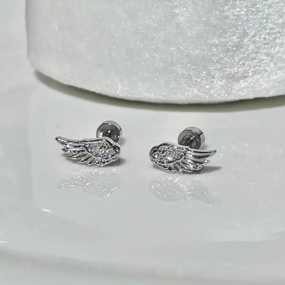 A Pair Vintage Couples Creative Angel Wings Stud Earrings Women Punk Studs Birthday Jewelry Gift
