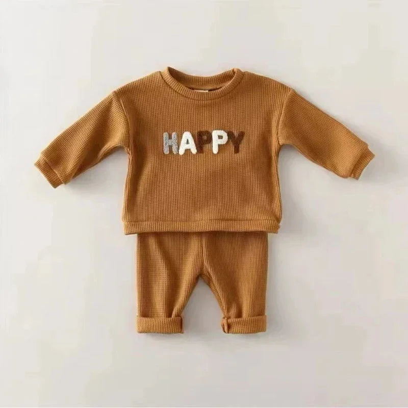 New Spring Autumn Fashion Kids Clothes Set Toddler Baby Boy Girl Pattern Casual Tops+Child Loose Trousers 2pcs Suit Outfits