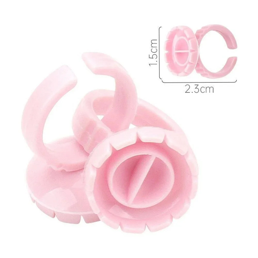 Wholesale100Pcs Tools Lash Disposable Container Tattoo Pigment Eyelash Extension Cup Rings Holder Eyelash Glue Fan Supplies