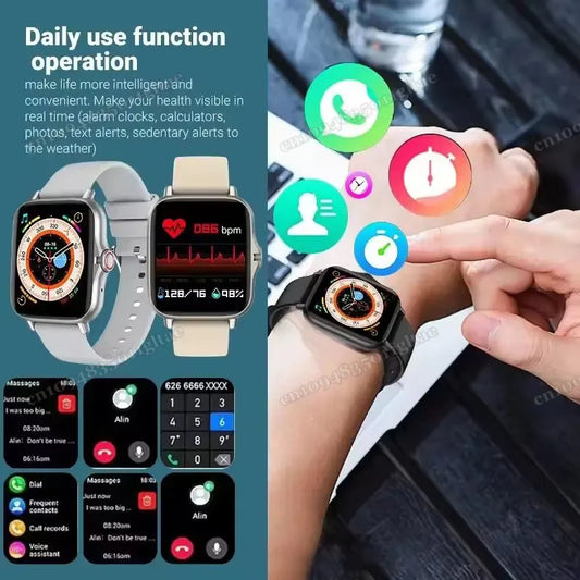 New Smart Watch Android Phone 1.44''Inch Color Screen Bluetooth Call Blood Oxygen/Pressure Monitoring Smart Watch Women Men HT30
