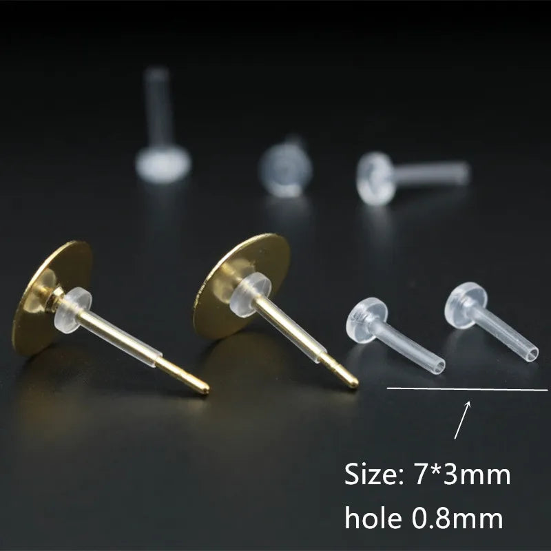 50 PCS 8/11/12mm Anti-allergy Tube Sleeve Back Plugs Tube Stud Earrings Safety Pad Protector DIY Jewelry Findings