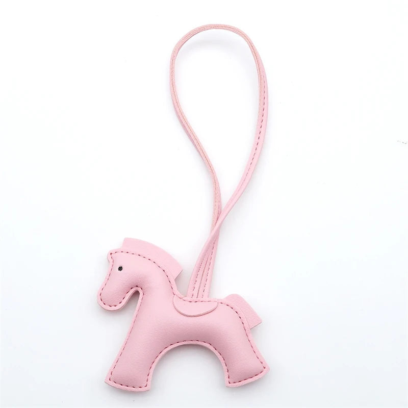 2025 New Fashion Bag Accessories Horse Keychain With Strings Rope All-around PU Leather Tiny Horse Embellishment For Female Gift
