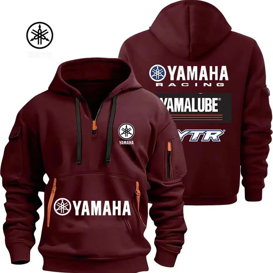 Yamaha YamaLube Logo Motorcycle Racing Team Men Half Zipper Hoodie Spring Male Sweatshirt Fashion Sports Men's Pullover Clothes