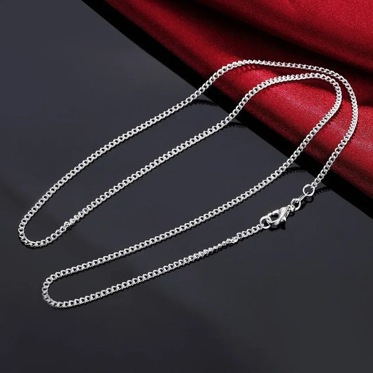Hot 925 Sterling Silver 2MM String Chain Necklace For Women Men 16-30 Inches High Quality Popular Party Brands Jewelrys Gifts