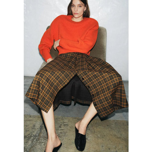 Spring New Arrival High Waist Midi Skirt Women's A-Line Midi Skirt Plaid Half-length New Style Spring Fashion Ladies' Skirt
