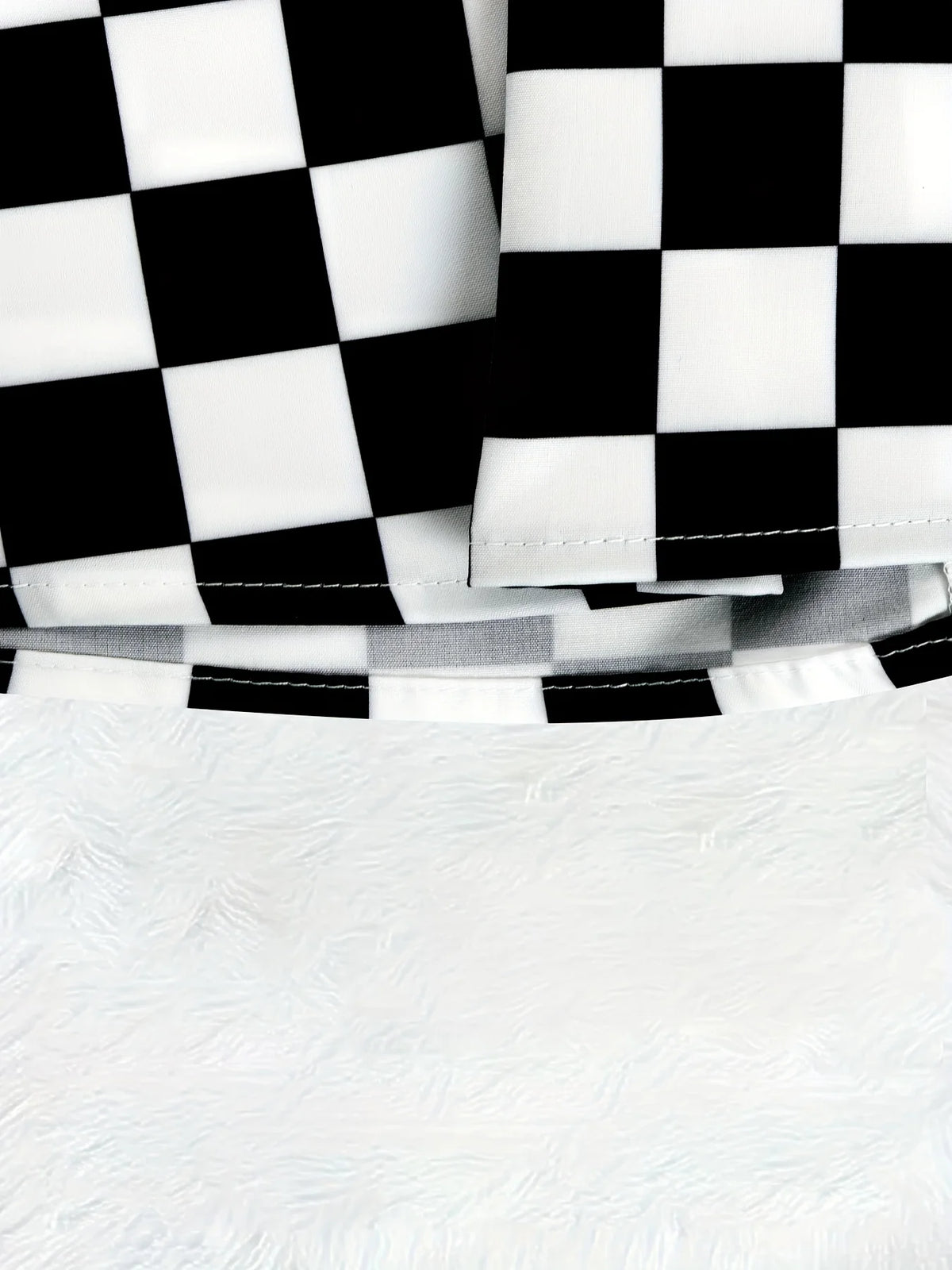 Printed Design Four Seasons Black and White Chessboard Pattern Casual Style Half Skirt