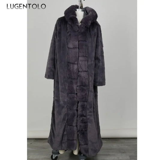 Women's Long Faux Fur-Trim Coat