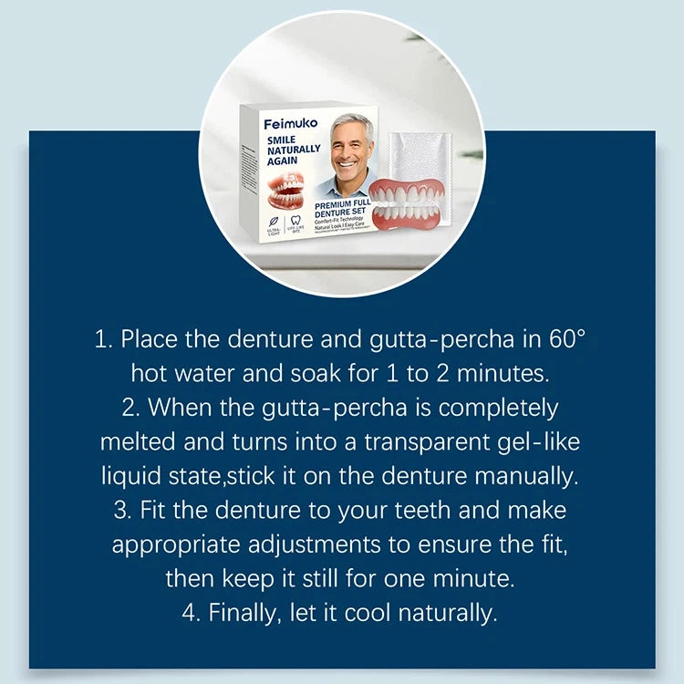 Dentures Full Set Natural Upper Lower Silicone Denture Braces For Men Women Instant Confident Fake Teeth Oral Hygiene Care Tool