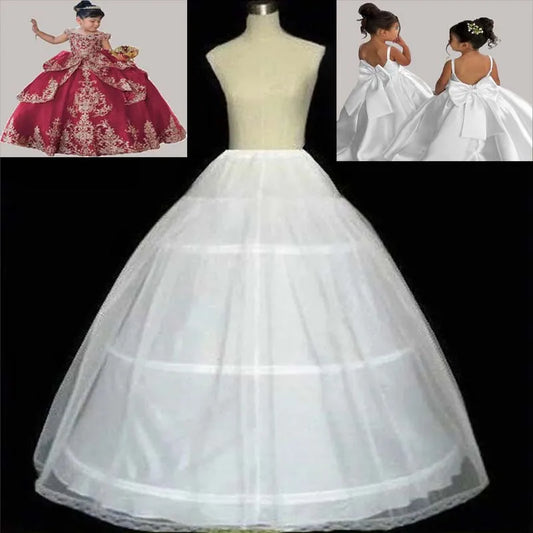 White Petticoats for Children Ball Gown Wedding Flower Girl Dress 2/3 Hoops Crinoline Puffy Kids Slip High Quality Underskirt