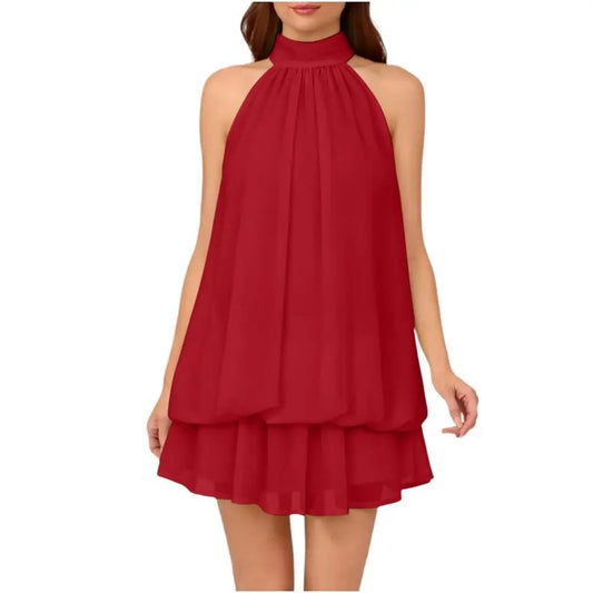 Women's Halter-Neck Ruffle Mini Dress